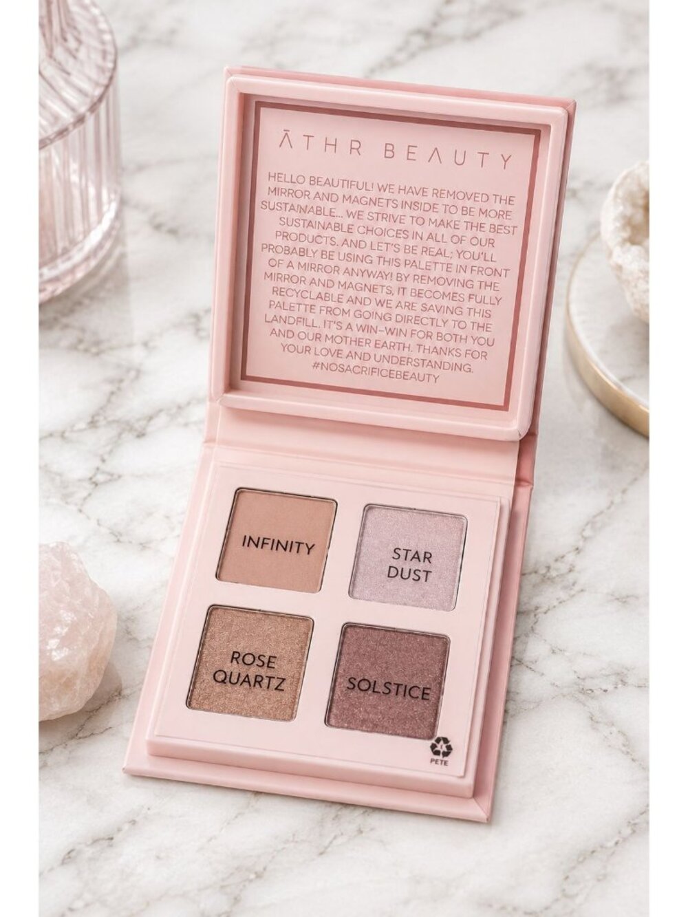 Athr Beauty Rose Quartz Crystal Quad Eyeshadow Palette 4 x 1g Vegan Cruelty-Free